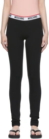 Moschino Logo-waistband Detail Leggings In Black