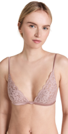 Fleur Du Mal Charlotte Floral-lace Triangle Bra In Tan