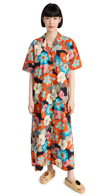 La Doublej Bowling Floral-print Cotton-blend Poplin Shirt Dress In Ice Poppy