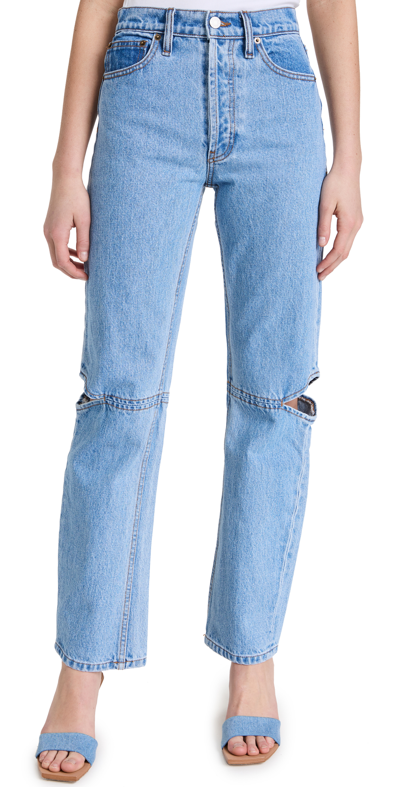 Still Here Cowgirl High-rise Cut-out Straight-leg Jeans In Vintage Blue