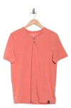 Lucky Brand Button Notch Neck T-shirt In Apricot Brandy