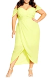 City Chic Entwine Cold Shoulder Dress In Citronelle