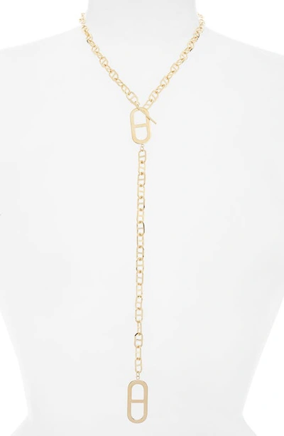 Jennifer Zeuner Tate Lariat Necklace In Gold Vermeil