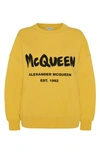 Alexander Mcqueen Graffiti Logo Oversize Cotton Sweatshirt In Pop Yellow / Black