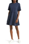 Sweaty Betty Revive Cotton Blend T-shirt Dress In Navy Blue