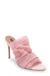 Bcbgmaxazria Sarani Blush Ruched Mesh Wide Band Heel In Blush Mesh