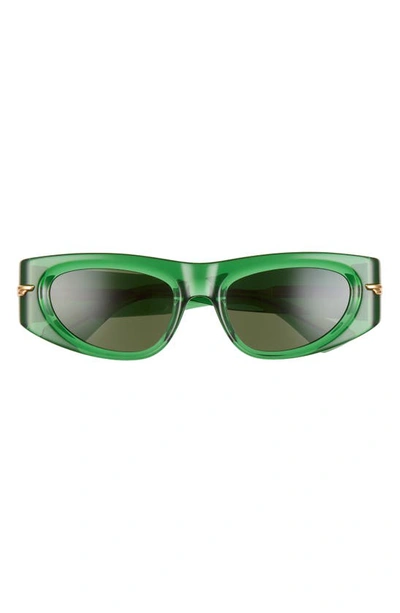 Bottega Veneta 51mm Rectangular Sunglasses In 003 Shiny Solid B