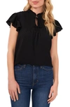 Cece Flutter Sleeve Top In Black