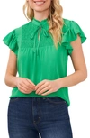 Cece Flutter Sleeve Top In Vivid Green