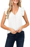 Cece Double Ruffle Button-up Top In New Ivory
