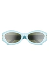Dior Signature B1u 55mm Butterfly Sunglasses In Shiny Light Blue / Green