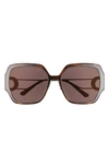Dior Montaigne 58mm Square Sunglasses In Dark Havana / Smoke Mirror