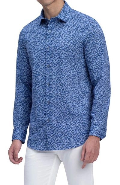 Bugatchi Ooohcotton® Tech Button-up Shirt In Classic Blue