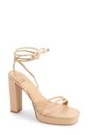 Jeffrey Campbell Presecco Sandal In Nude Crinkle Patent