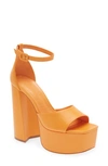 Schutz Lenne Ankle Strap Platform Sandal In Bright Tangerine