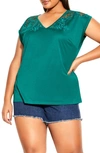 City Chic Trendy Plus Size Island Holiday T-shirt In Marine