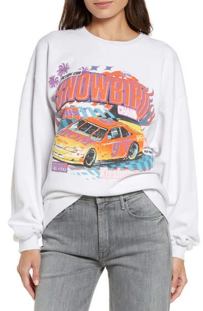 Mother The Drop Square Stargazer Cotton Graphic Sweatshirt In White