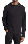 Vince Men's Dbl Waffle-knit Hoodie In Black