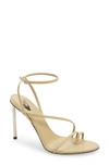 Off-white Woman Toe Strap Sandals Beige Size 5 Soft Leather In Camel