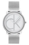Calvin Klein Stainless Steel Mesh Bracelet Watch 40mm In Silver