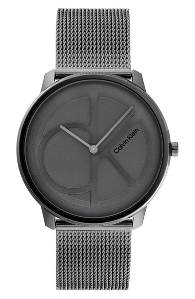 Calvin Klein Iconic Mesh Grey 40mm Dial Bracelet Watch In Grey