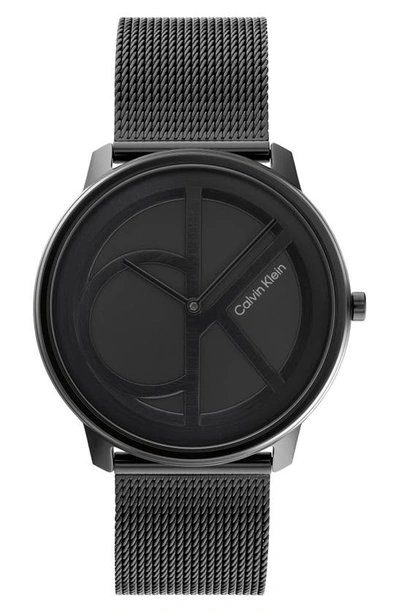 Calvin Klein Black Stainless Steel Mesh Bracelet Watch 40mm