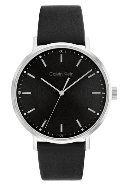 Calvin Klein Black Leather Strap Watch 42mm
