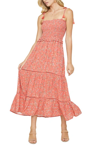 Lost + Wander Everyday Adventures Tie Shoulder Maxi Dress In Red Orange Cor