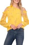 Cece Cold Shoulder Bow Blouse In Yellow