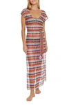 Trina Turk Iseree Stripe Lace Cover-up Dress In Sugarberry Multi
