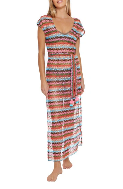 Trina Turk Iseree Stripe Lace Cover-up Dress In Sugarberry Multi