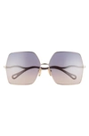 Chloé 64mm Gradient Oversize Square Sunglasses In Shiny Gold