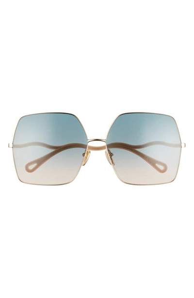 Chloé Noore 64mm Square Sunglasses In Gold