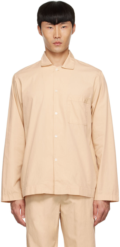 Tekla Beige Organic Cotton Pyjama Shirt In Khaki - Core Collect