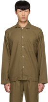 TEKLA KHAKI ORGANIC COTTON PYJAMA SHIRT