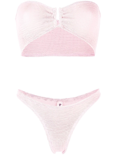 Reina Olga Ausilia Crinkle Lux Bikini Set In Pink