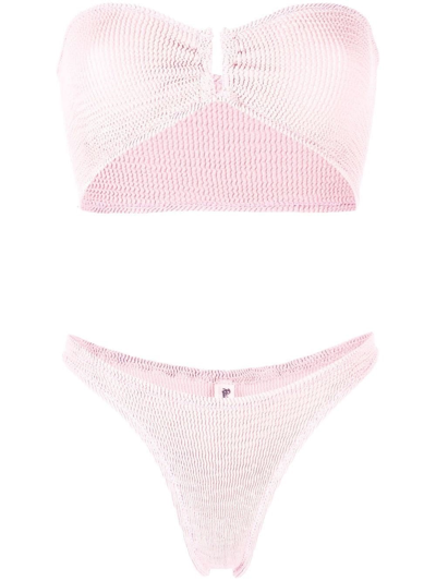 Reina Olga Ausilia Crinkle Lux Bikini Set In Pink & Purple