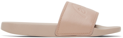 Brioni Taupe Leather Slides In 9300 Cream