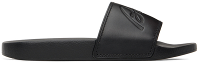 Brioni Men's Leather & Rubber Debossed Logo Slides In Black
