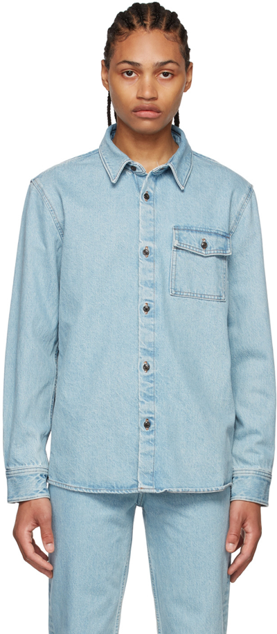 A.p.c. Valerian Flap-pocket Denim Shirt In Azure
