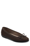 Aerosoles Homebet Bow Flat In Brown Pu Suede