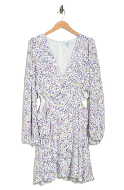 Afrm Sean Floral Waist Cutout Dress In Lilac Ditsy