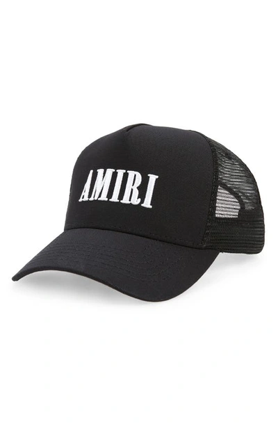 Amiri Core Logo Trucker Hat In Black / White