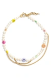 MARTHA CALVO SMILE LIKE YOU MEAN IT FRESHWATER PEARL & CHAIN NECKLACE