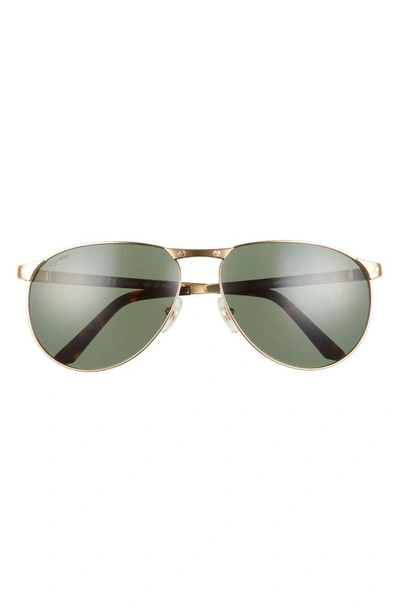 Cartier Santos De  62mm Aviator Sunglasses In Gold