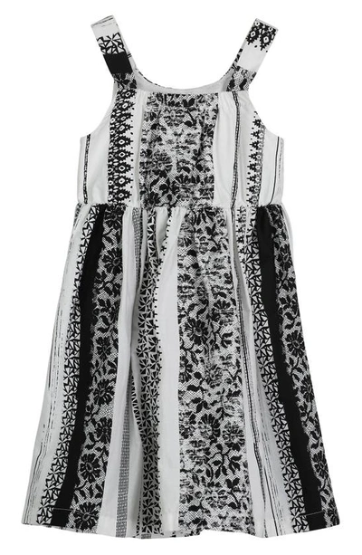 Pippa & Julie Kids' Little Girl's And Girl's Multi-pattern Midi Dress In White Black