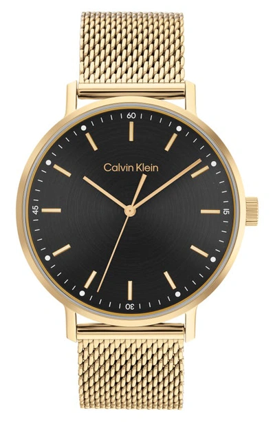 Calvin Klein Gold-tone Mesh Bracelet Watch 42mm In Black