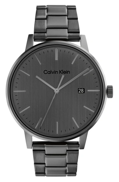 Calvin Klein Gray Stainless Steel Bracelet Watch 43mm Women's Shoes In Grey