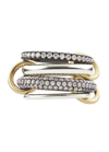 Spinelli Kilcollin Vega Silver And Yellow Gold 4-link Ring With Diamonds In Silver