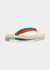 Chloé Lou Recycled Crochet And Rubber Flip Flops In Blue-brown 1